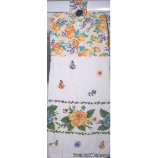 vintage rose feedsack oven door towel