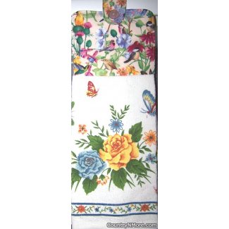 birds flowers butterflies roses oven door towel