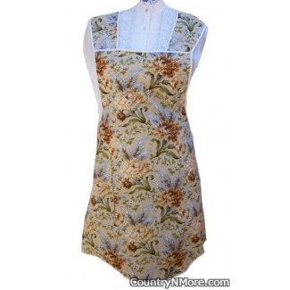 brown floral vintage apron