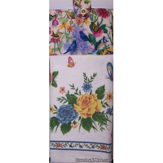 butterflies blue birds flowers roses oven door towel