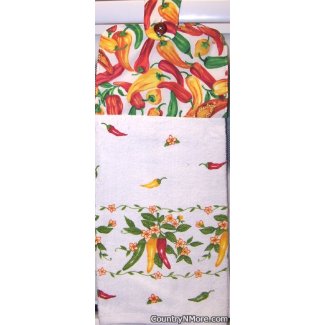 chili pepper border oven door towel