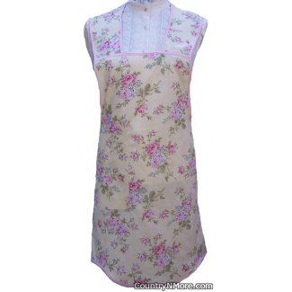 pink roses yellow vintage apron