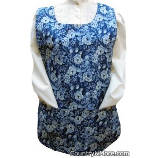 blue rose flower cobbler apron