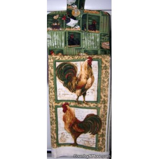 roosters chicken coop oven door towel