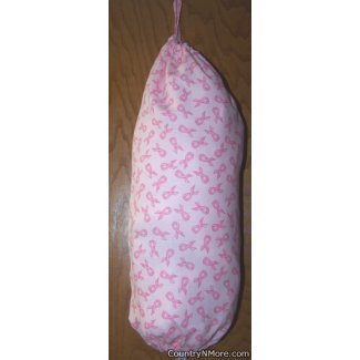 pink ribbon plastic grocery bag holder