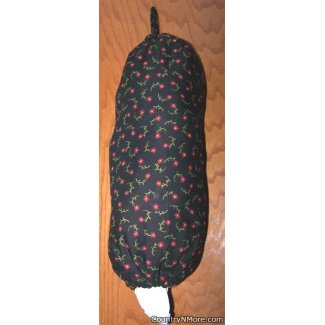 small red flowers black plastoc grocery bag holder