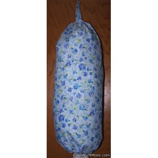 blue floral plastic grocery bag holder