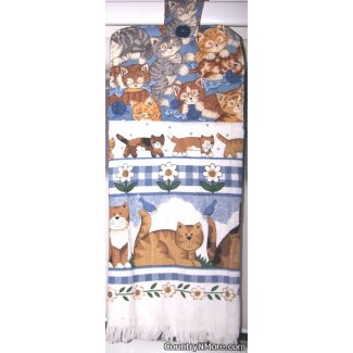 adorable kitty oven door towel