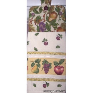 apple grape pear oven door towel