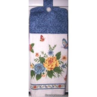 yellow blue rose oven door towel