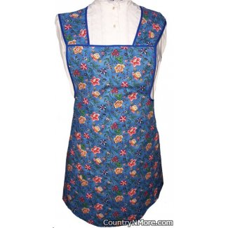 royal blue floral vintage apron