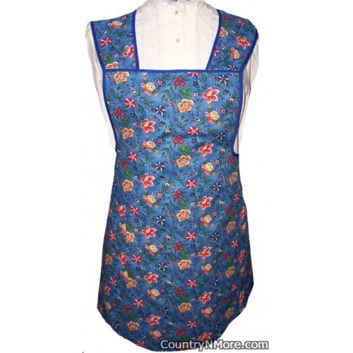 royal blue floral vintage apron