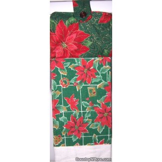 christmas holiday poinsettia oven door towel