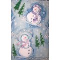 christmas holiday snowmen snow scene oven door towel