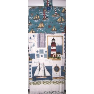 sailboats lighthouses oven door towel