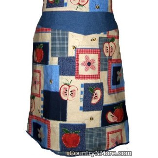 apple patchwork denim clothespin apron