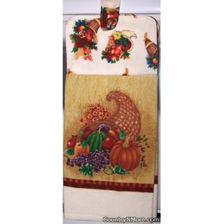 cornucopia pumpkin thanksgiving oven door towel