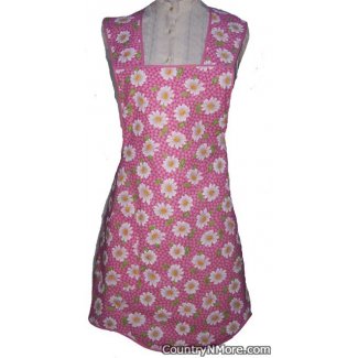 white daisies pink vintage apron