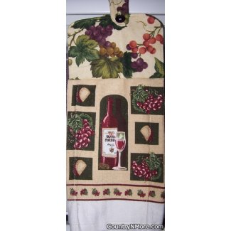 wine grapes oven door towel