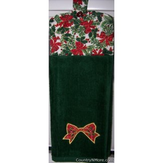 appliqued christmas bow oven door towel
