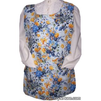 blue yellow gold floral cobbler apron