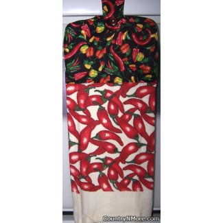 chili pepper oven door towel