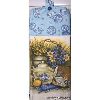 teapot tea cup flower oven door towel