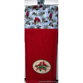 appliqued cardinal holiday oven door towel