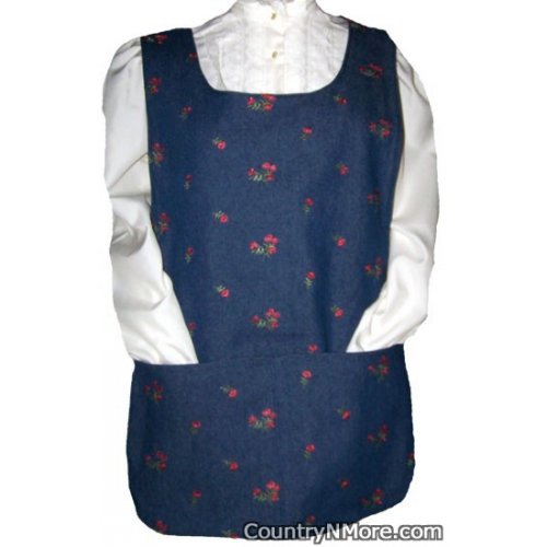 embroidered flower denin reversible cobbler apron