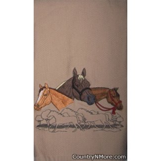 embroidered horses kitchen bathroom towel