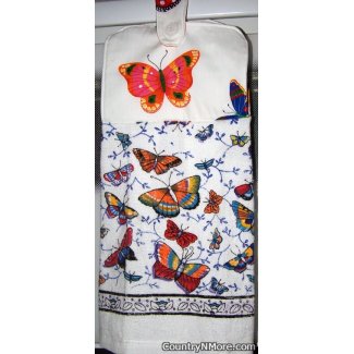 colorful fluttering butterflies oven door towel