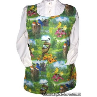 colorful birds flowers garden cobbler apron