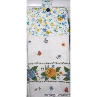 vintage feedsack rose oven door towel