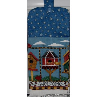 welcome spring bird birdhouse oven door towel