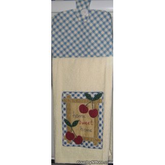 appliqued home sweet cherry oven door towel