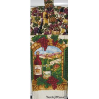 bottled wine vineyard oven door towel