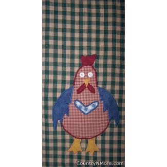appliqued country chicken kitchen tea towel