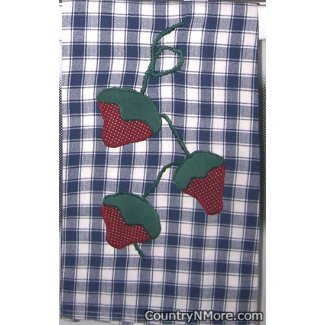 appliqued strawberry kitchen tea towel