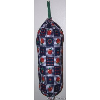 country apple plaid grocery bag holder