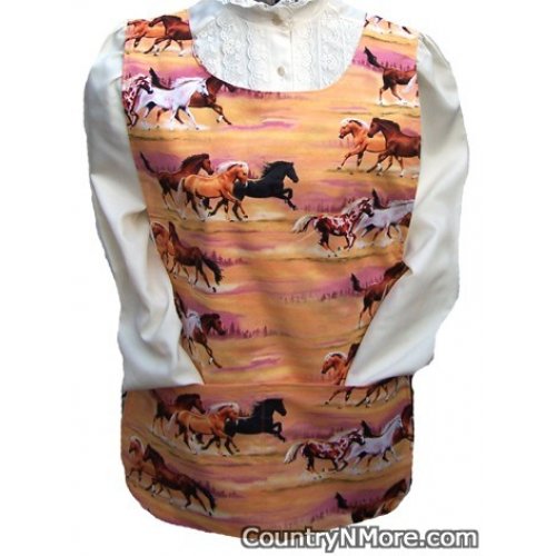 sunset horse watercolor cowgirl cobbler apron lg xl