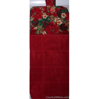 beautiful poinsettia oven door towel red