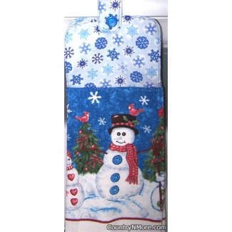 snowman cardinal ahd snowflake oven door towel