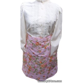 vintage pink floral clothespin waist apron