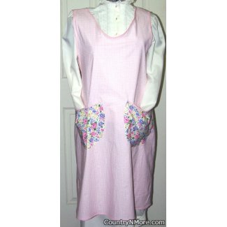vintage pink white check slip over apron sizes 18 20