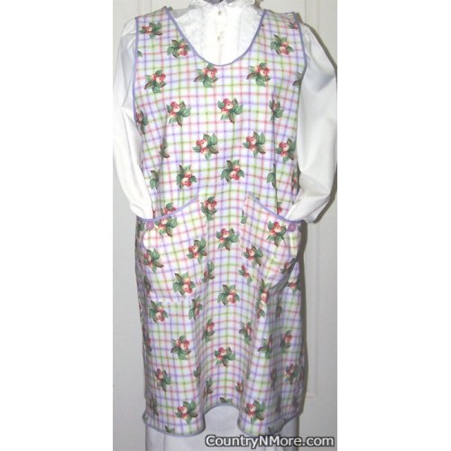 vintage slipover fruit plaid apron sizes 18 20