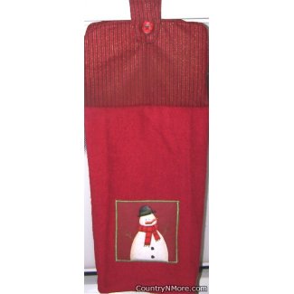 appliqued snowman oven door towel