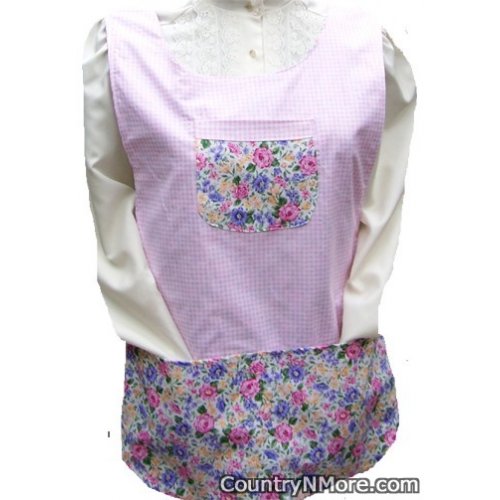 pink gingham floral cobbler apron