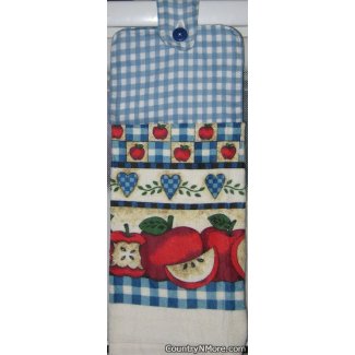 apples checkered hearts oven door towel