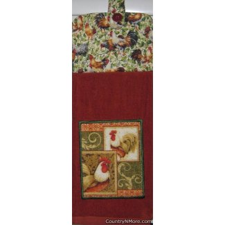 appliqued rooster oven door towel