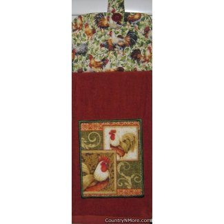 appliqued rooster oven door towel